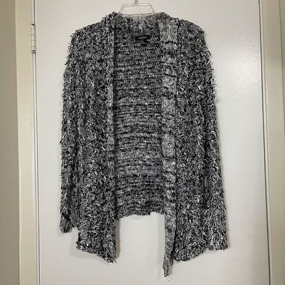 Forever 21 Black white crochet loop knit sweater open front cardigan small - Picture 1 of 5